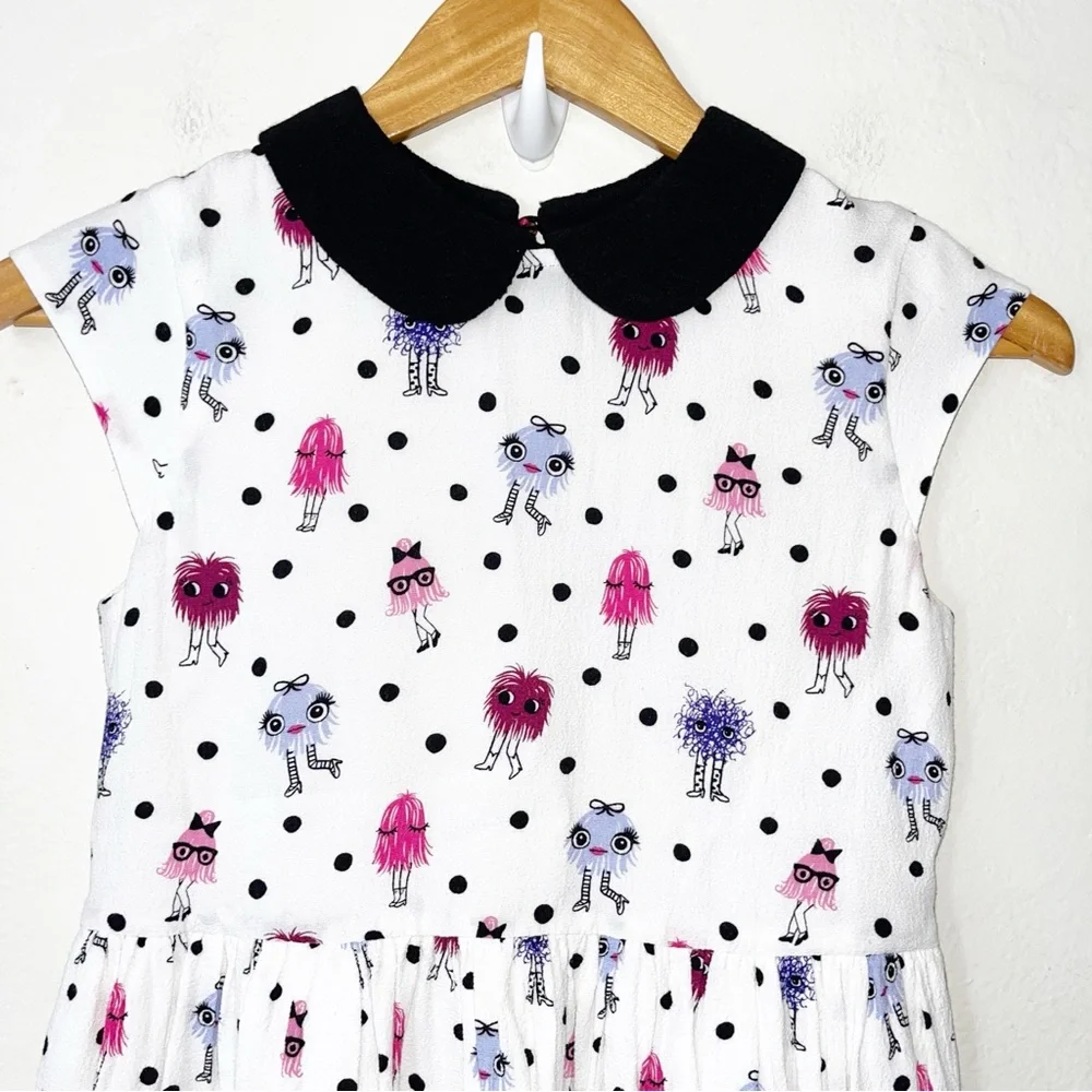 Kate Spade Kimberly Monster Print Pebble Crepe Dress Girls Sz 12